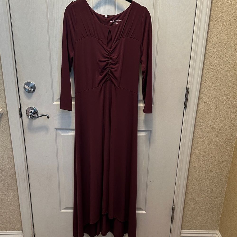 Soft Surroundings Elegant Burgundy Maxi Dress Size Small